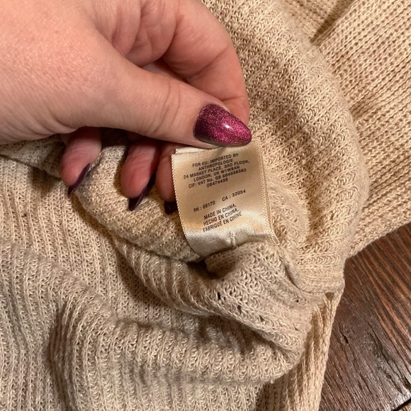Anthropologie Moth Oatmeal Longline Ribbed Sweater Tunic Size M - Picture 9 of 9